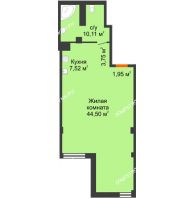 Студия 67,83 м² в ЖК Renaissance (Ренессанс), дом № 1 - планировка