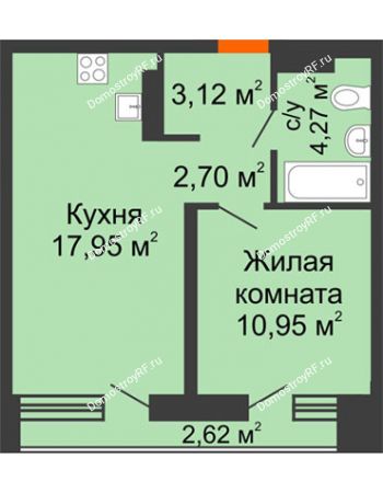 1 комнатная квартира 40,12 м² в Микрорайон Видный	, дом ГП-20