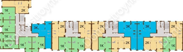 Планировка 2 этажа в доме блок-секция 6-9 в ЖК Радуга