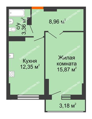 1 комнатная квартира 42,13 м² - ЖК Орбита