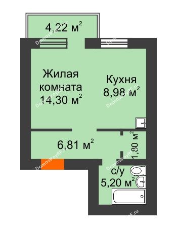 1 комнатная квартира 38,36 м² - ЖК Новая Жизнь