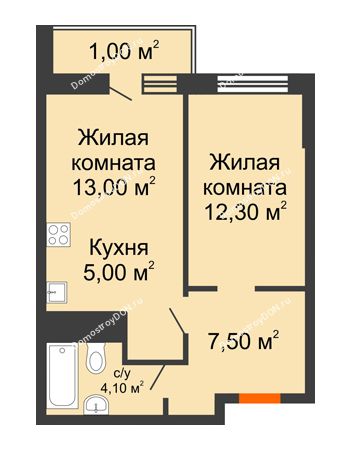 2 комнатная квартира 42,9 м² - ЖК Клубный дом на Мечникова