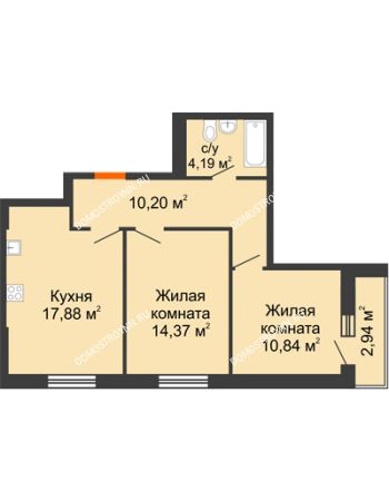 2 комнатная квартира 60,42 м² - ЖК Комарово