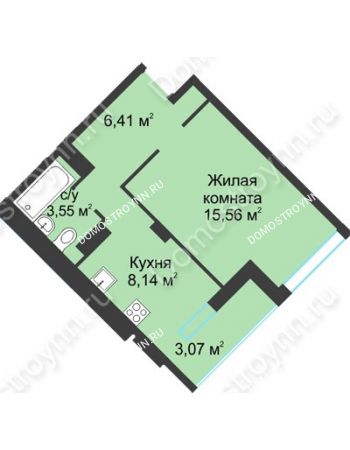 1 комнатная квартира 36,73 м² в ЖК На Вятской, дом № 3 (по генплану)