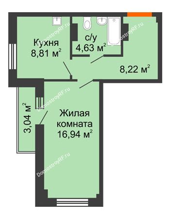 1 комнатная квартира 40,12 м² - ЖК Дом на Мате Залки