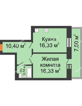 1 комнатная квартира 49,25 м² в ЖК 5+ (Пять плюс), дом № 1, корпус 1