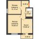 2 комнатная квартира 50,7 м² в ЖК SkyPark (Скайпарк), дом Литер 2, 3 этап - планировка