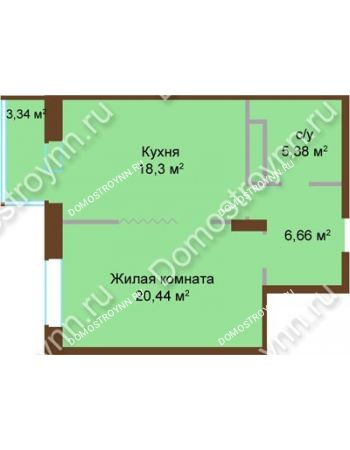 1 комнатная квартира 50,73 м² в ЖК Высоково, дом № 43, корп. 5