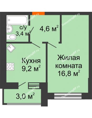 1 комнатная квартира 35,5 м² в ЖК Трамвай желаний, дом 6 этап 
