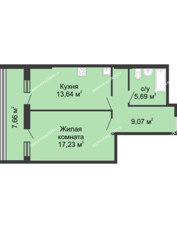 1 комнатная квартира 55,12 м² - ЖК Адмирал