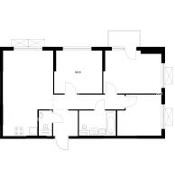 3 комнатная квартира 68,8 м² в ЖК Савин парк, дом корпус 8 - планировка