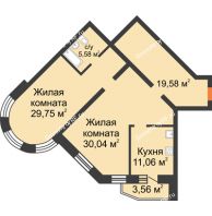 2 комнатная квартира 100,6 м², ЖК На Владимирской - планировка