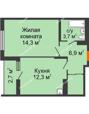 1 комнатная квартира 39,96 м² в Макрорайон Амград, дом № 4