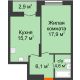 1 комнатная квартира 45,75 м² в ЖК Заречье, дом № 1, секция 2 - планировка
