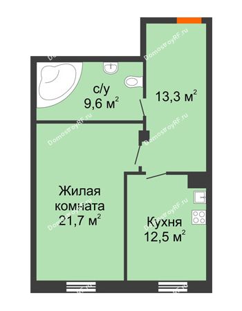1 комнатная квартира 57,1 м² - КД Green Вита (Грин Вита)