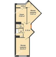 2 комнатная квартира 66,3 м² в ЖК Сердце, дом 1 - планировка