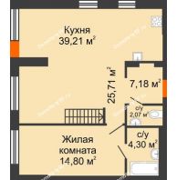 2 комнатная квартира 93,27 м² в ЖК DOK (ДОК), дом ГП-1.2 - планировка