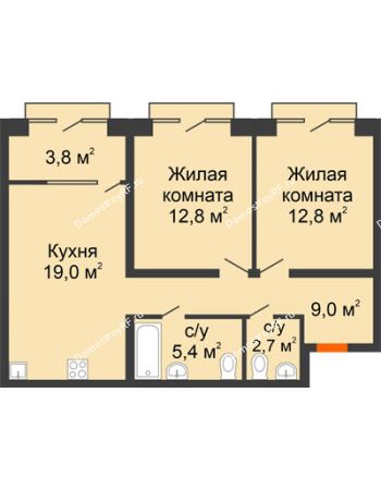 2 комнатная квартира 65,9 м² в ЖК Андерсен парк, дом ГП-5