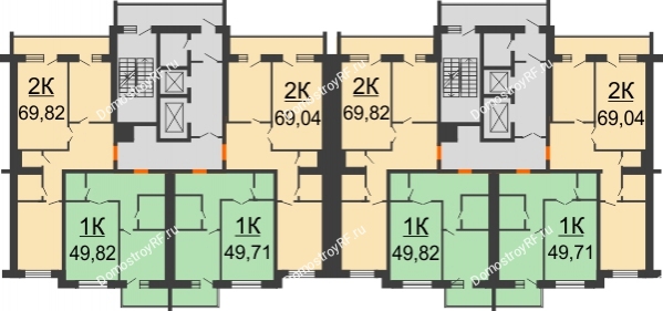 Планировка 2 этажа в доме Позиция 7 ( секции 1-2) в ЖК Зеленая долина