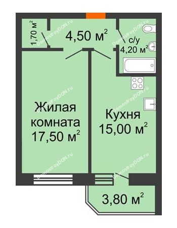 1 комнатная квартира 46,7 м² в ЖК Звездный, дом № 6