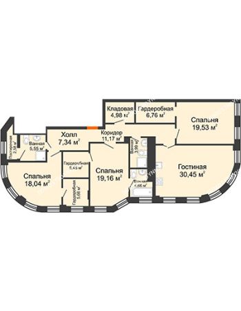 4 комнатная квартира 150,2 м² в ЖК Плотничный, дом № 2