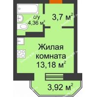 Студия 22,42 м² в ЖК Светлоград, дом Литер 15 - планировка