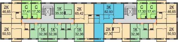 Планировка 2 этажа в доме № 20 в ЖК Торпедо