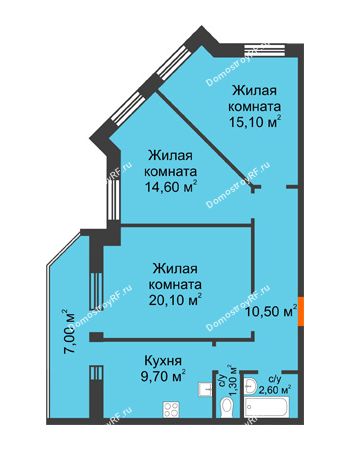 3 комнатная квартира 77,69 м² - ЖК Сэлфорт