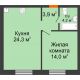 1 комнатная квартира 46,48 м² в ЖК Андерсен парк, дом ГП-5 - планировка