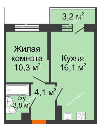1 комнатная квартира 35,9 м² в ЖК Парк Победы, дом Литер 2