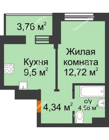 1 комнатная квартира 33 м² в ЖК Светлоград, дом Литер 16