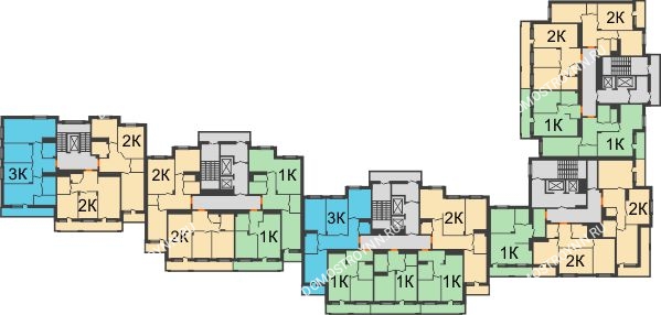 Планировка 3 этажа в доме № 1 в ЖК Корица