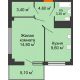 1 комнатная квартира 37,2 м² в ЖК Грин Парк, дом Литер 2 - планировка