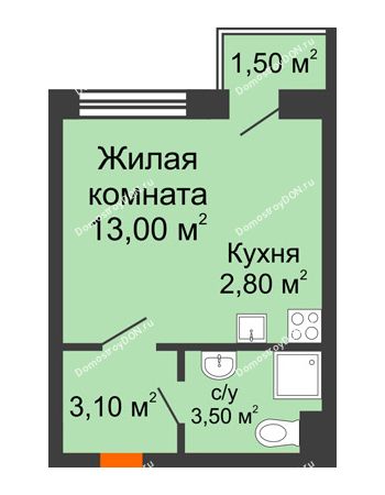 1 комнатная квартира 23,2 м² в ЖК Западная резиденция, дом Литер 4