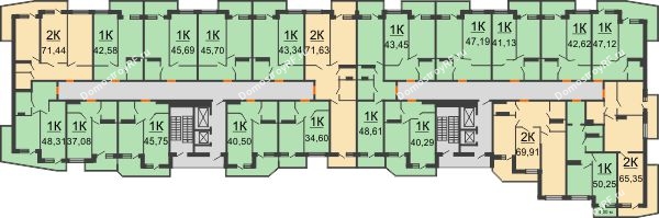 Планировка 5 этажа в доме № 77, Литер 4 в ЖК Дуэт