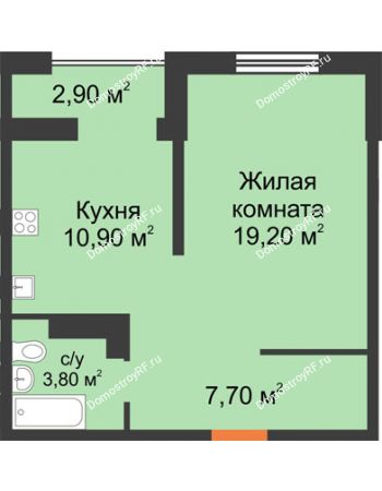 1 комнатная квартира 43,1 м² в ЖК NOVELLA (НОВЕЛЛА), дом Литер 4
