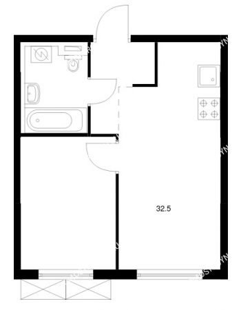 1 комнатная квартира 32,5 м² в ЖК Савин парк, дом корпус 8