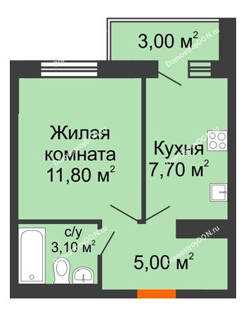 1 комнатная квартира 28,5 м² в ЖК Новая Пальмира, дом № 65