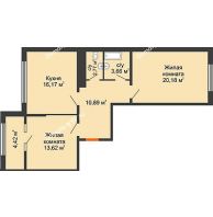 2 комнатная квартира 68,8 м² в ЖК Сердце, дом № 1 - планировка
