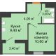 1 комнатная квартира 27 м² в ЖК Грани, дом Литер 3 - планировка
