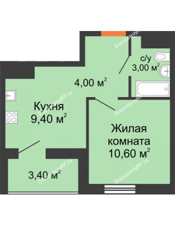 1 комнатная квартира 27 м² в ЖК Грани, дом Литер 3