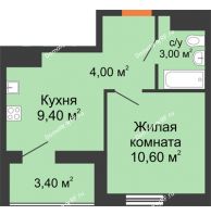 1 комнатная квартира 27 м² в ЖК Грани, дом Литер 3 - планировка