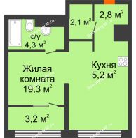 Студия 35,3 м² в Квартал Новин, дом 6 очередь ГП-6 - планировка
