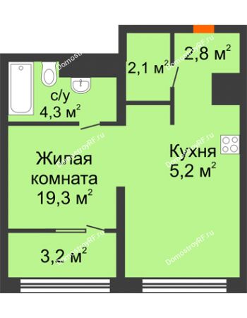 Студия 35,3 м² в Квартал Новин, дом 6 очередь ГП-6