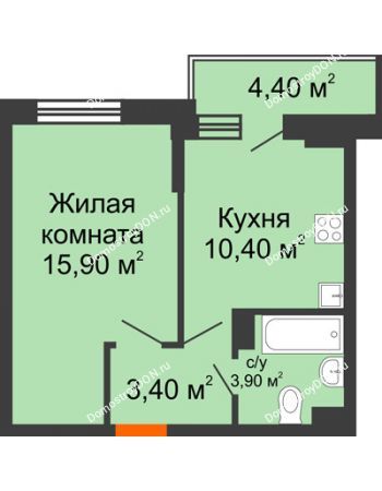 1 комнатная квартира 35,8 м² в ЖК Династия, дом Литер 2