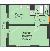 1 комнатная квартира 55 м², ЖК Космолет - планировка