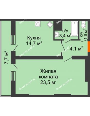 1 комнатная квартира 55 м² - ЖК Космолет