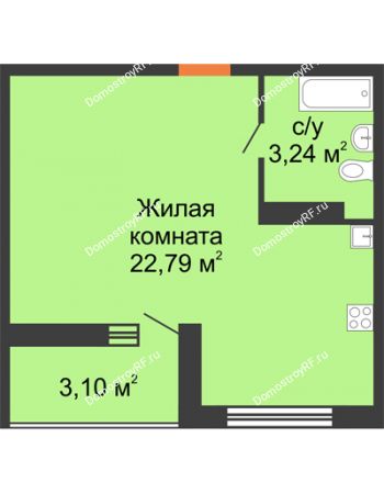 Студия 27,58 м² в ЖК Славянка, дом Литер 2