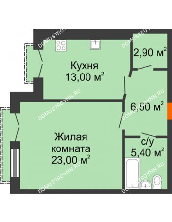 1 комнатная квартира 50,8 м² - ЖД по ул. Кирова