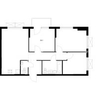 3 комнатная квартира 69,1 м² в ЖК Савин парк, дом корпус 8 - планировка